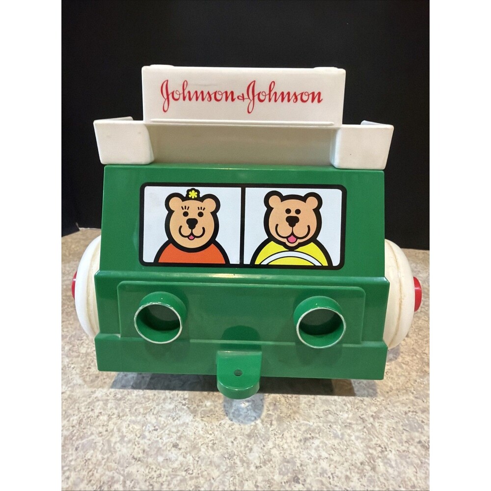 Vintage Johnson & Johnson Green Truck Toy Stack & Dump with Shapes USA 1983